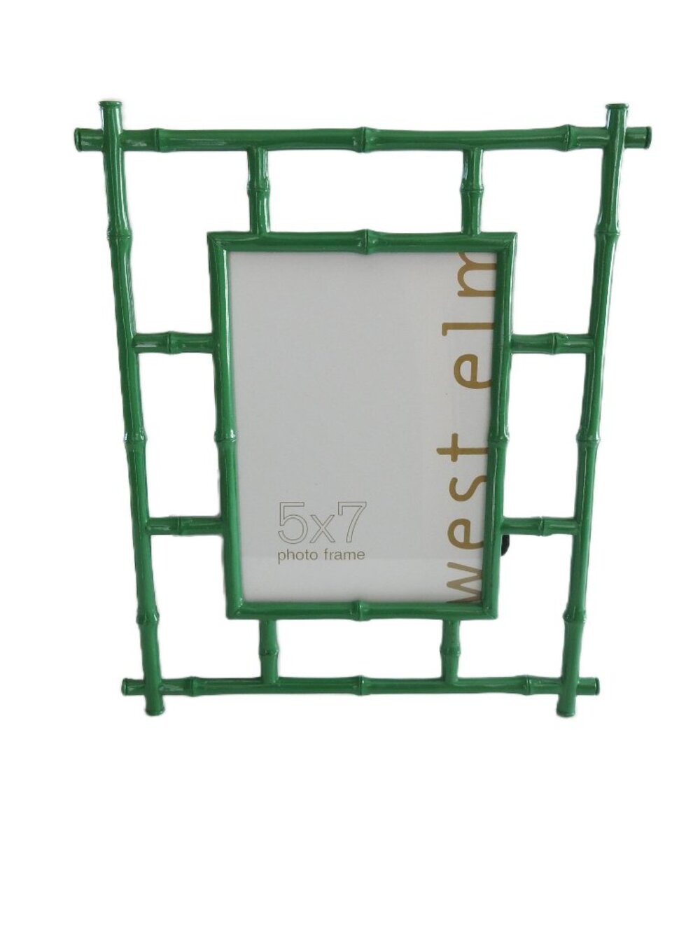 West Elm Emerald Green Faux Bamboo 5x7 Picture Frame Biophilic